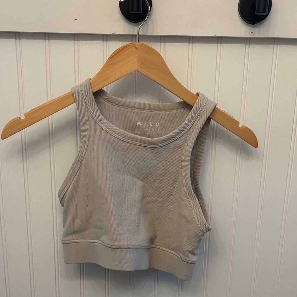 Wilo Gray Ribbed Crop Athletic bra top